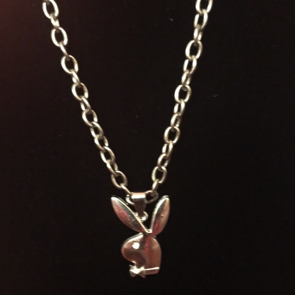 Retro Vintage Style Silver Plated Playboy Bunny Chain Necklace * FREE S/H *